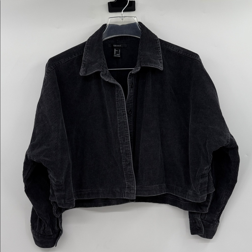Forever 21 Black Corduroy Jean Jacket Size L